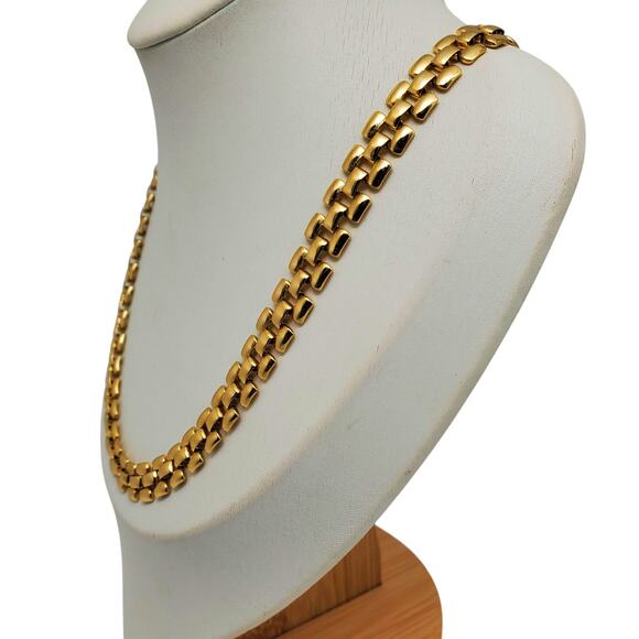 Gold Chain Necklace Classic Oval Link Statement Retro 80s Collar Choker Layered - Picture 3 of 6